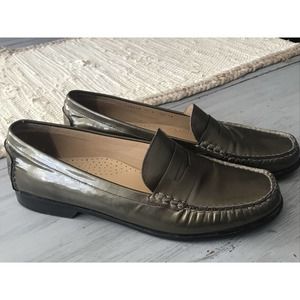 Cole Haan Soft Gold Patent Leather Penny Loafer Mens Sz 11 D29538